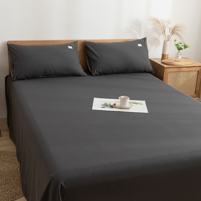 91家纺网 家纺一手货源 找家纺 蓝巢家纺 2021新款全棉水洗棉单床单 深灰