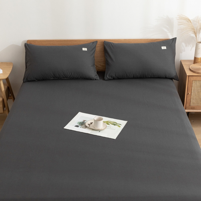 91家纺网 家纺一手货源 找家纺 蓝巢家纺 2021新款全棉水洗棉单床单 深灰