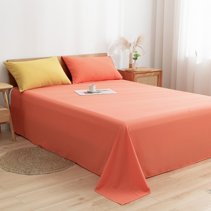 91家纺网 家纺一手货源 找家纺 蓝巢家纺 2021新款全棉水洗棉单床单 时尚桔