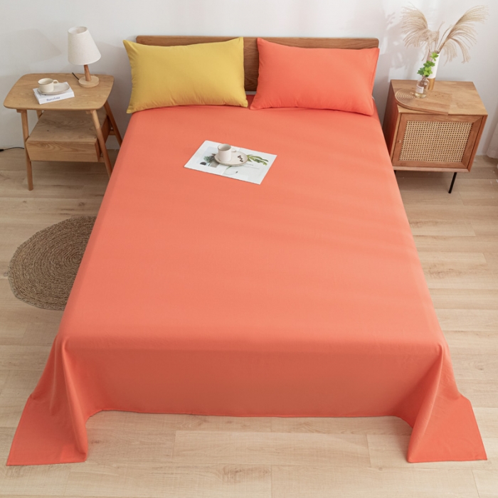 91家纺网 家纺一手货源 找家纺 蓝巢家纺 2021新款全棉水洗棉单床单 时尚桔