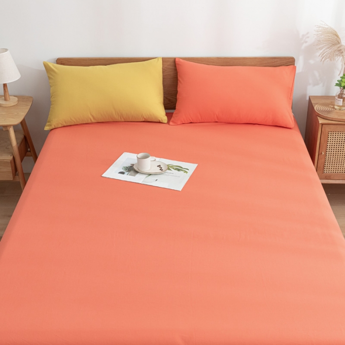 91家纺网 家纺一手货源 找家纺 蓝巢家纺 2021新款全棉水洗棉单床单 时尚桔