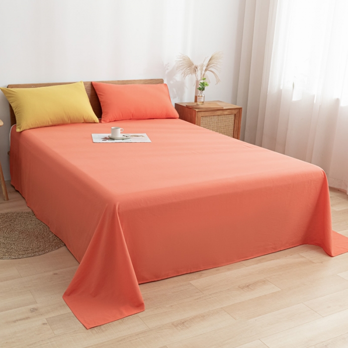 91家纺网 家纺一手货源 找家纺 蓝巢家纺 2021新款全棉水洗棉单床单 时尚桔