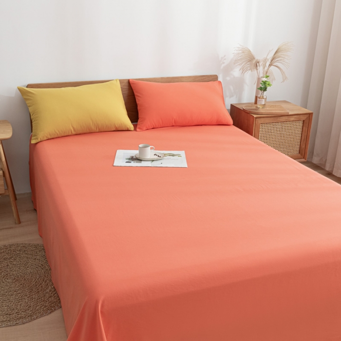 91家纺网 家纺一手货源 找家纺 蓝巢家纺 2021新款全棉水洗棉单床单 时尚桔