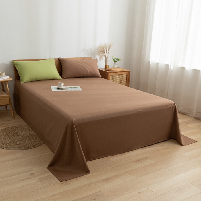 91家纺网 家纺一手货源 找家纺 蓝巢家纺 2021新款全棉水洗棉单床单 太妃糖