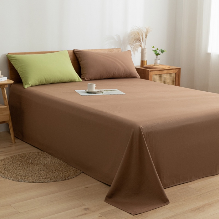 91家纺网 家纺一手货源 找家纺 蓝巢家纺 2021新款全棉水洗棉单床单 太妃糖