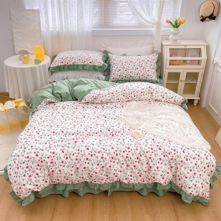 91家纺网 家纺一手货源 找家纺 （总）金丝鸟 2021新款全棉韩版床裙款四件套