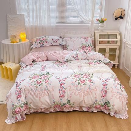 91家纺网 家纺一手货源 找家纺 金丝鸟 2021新款全棉韩版床裙款四件套 花蔓床裙款