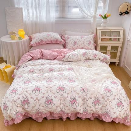 91家纺网 家纺一手货源 找家纺 （总）金丝鸟 2021新款全棉韩版床裙款四件套