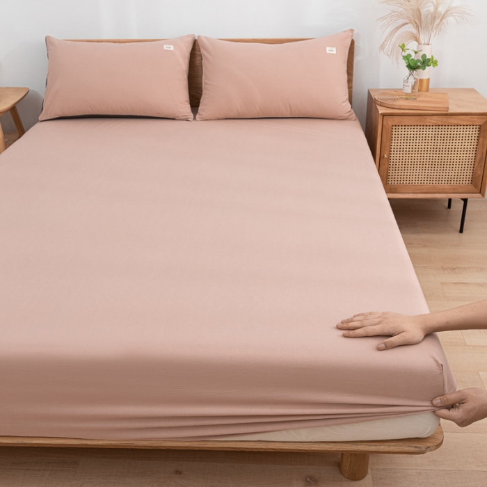 91家纺网 家纺一手货源 找家纺 蓝巢家纺 2021新款全棉水洗棉单床笠 豆沙