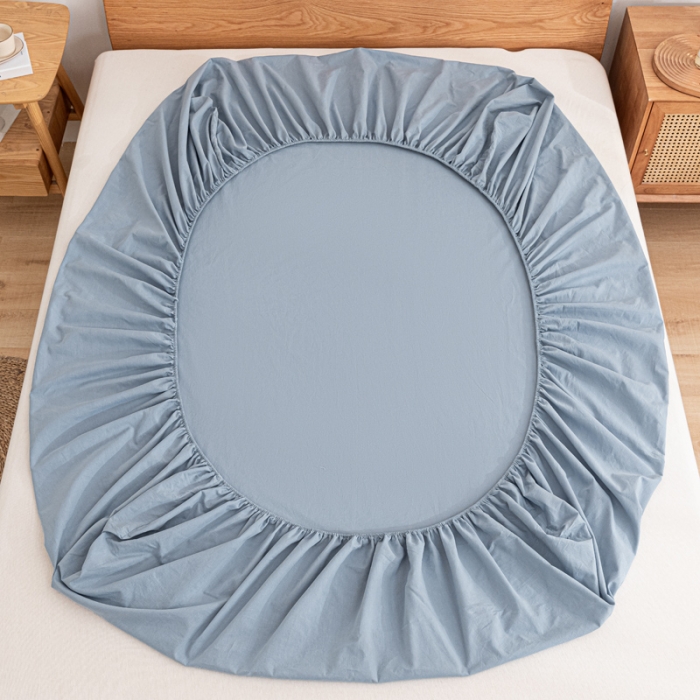 91家纺网 家纺一手货源 找家纺 蓝巢家纺 2021新款全棉水洗棉单床笠 湖蓝