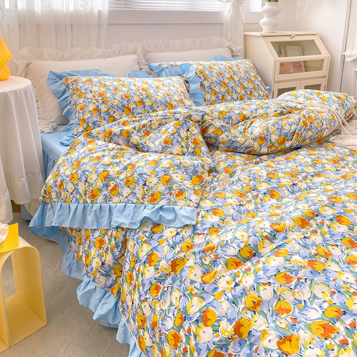 91家纺网 家纺一手货源 找家纺 （总）金丝鸟 2021新款全棉韩版床裙款四件套