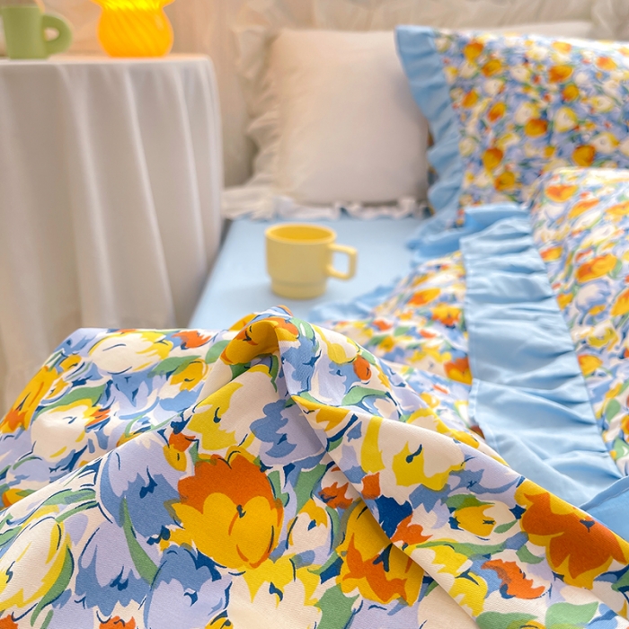 91家纺网 家纺一手货源 找家纺 （总）金丝鸟 2021新款全棉韩版床裙款四件套