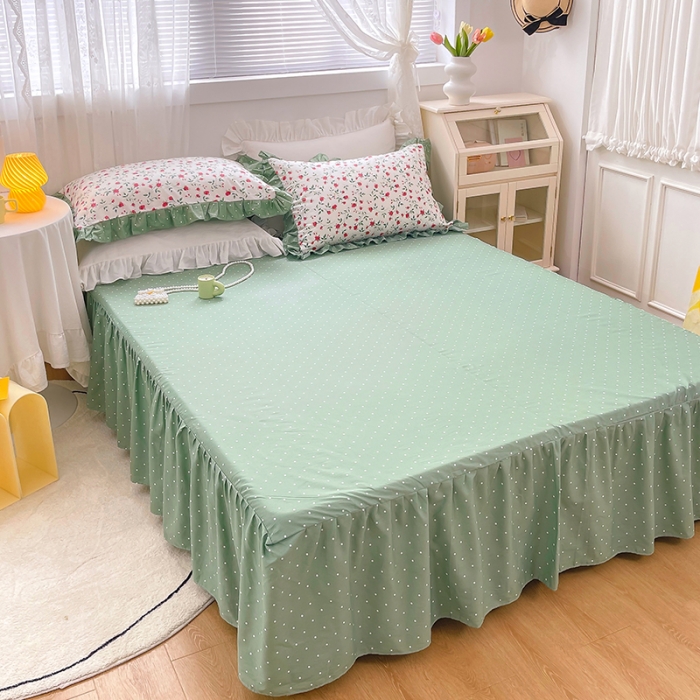 91家纺网 家纺一手货源 找家纺 金丝鸟 2021新款全棉韩版床裙款四件套 法尔曼床裙款