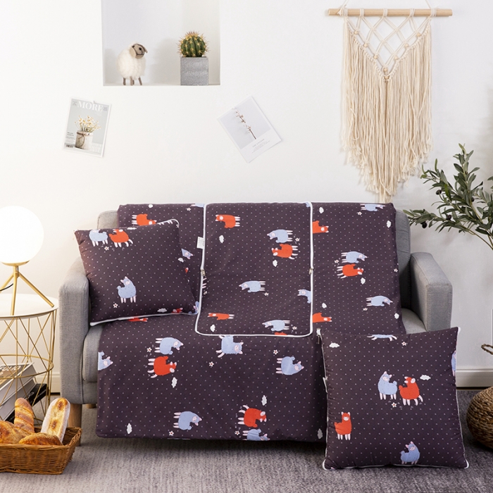 91家纺网 家纺一手货源 找家纺 宝马家纺 2022新款精梳棉抱枕被 懒洋洋