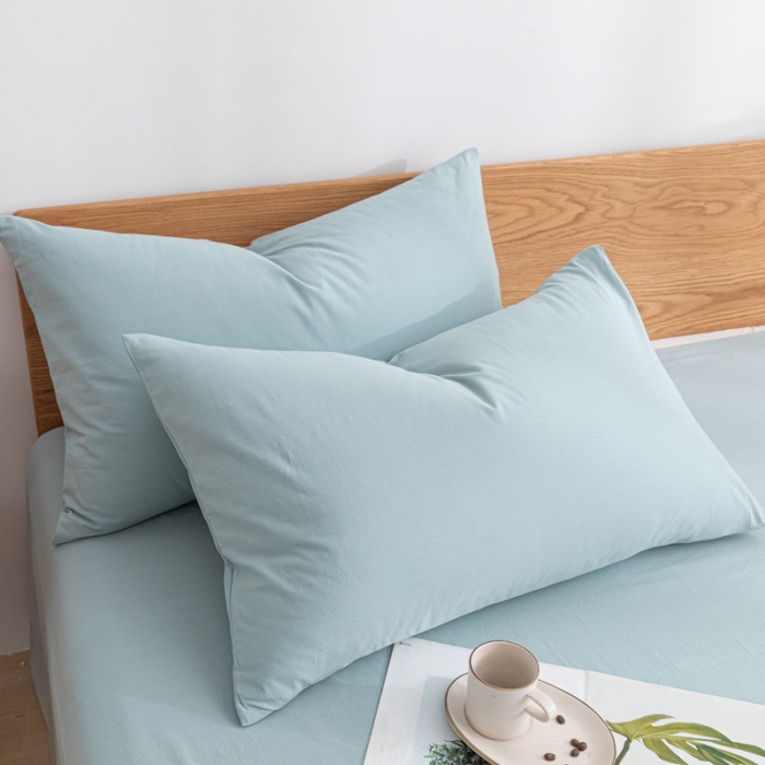 91家纺网 家纺一手货源 找家纺 蓝巢家纺 2021新款全棉水洗棉枕套一对 繁星蓝