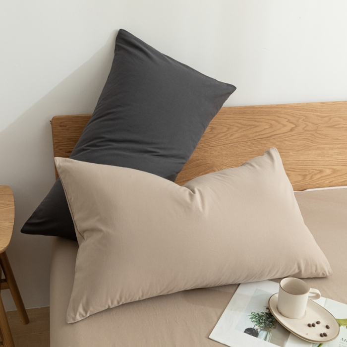 91家纺网 家纺一手货源 找家纺 蓝巢家纺 2021新款全棉水洗棉枕套一对 混搭深灰卡其