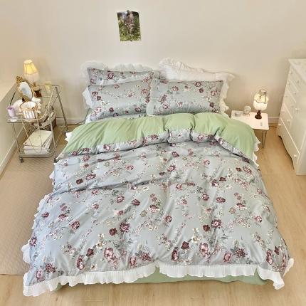 91家纺网 家纺一手货源 找家纺 （总）琪格格纺织 2022新款水洗棉蕾丝边四件套