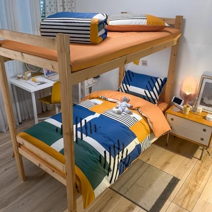 91家纺网 家纺一手货源 找家纺 （总）金爱家2021新款纯棉时尚简约北欧学生床三件套