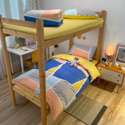 91家纺网 家纺一手货源 找家纺 金爱家2021新款纯棉时尚简约北欧学生床三件套 凯诺-红