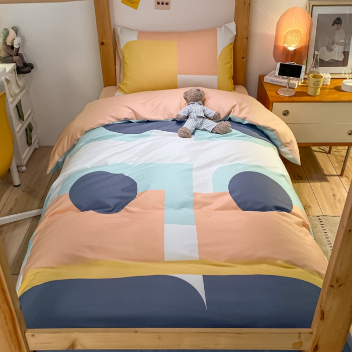 91家纺网 家纺一手货源 找家纺 金爱家2021新款纯棉时尚简约北欧学生床三件套 艾米