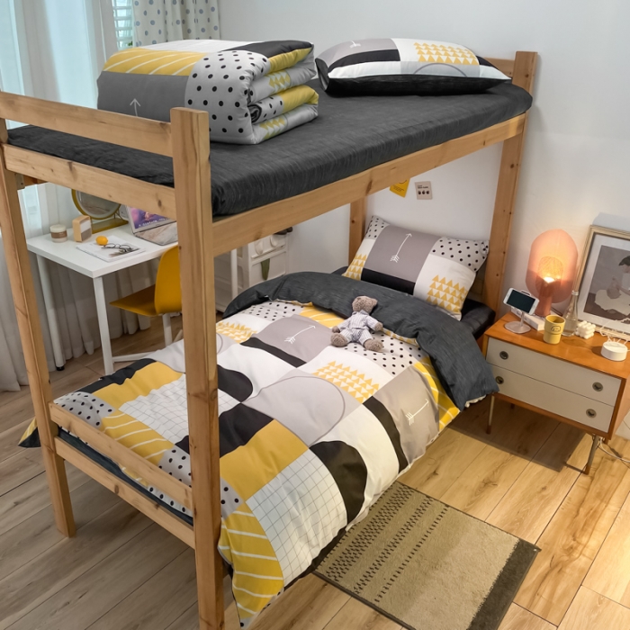 91家纺网 家纺一手货源 找家纺 金爱家2021新款纯棉时尚简约北欧学生床三件套 潮派