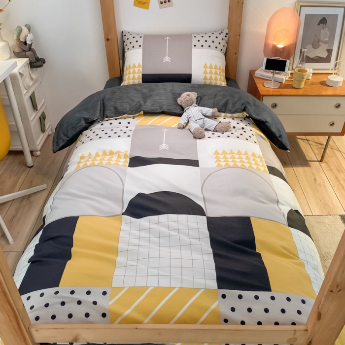 91家纺网 家纺一手货源 找家纺 金爱家2021新款纯棉时尚简约北欧学生床三件套 潮派