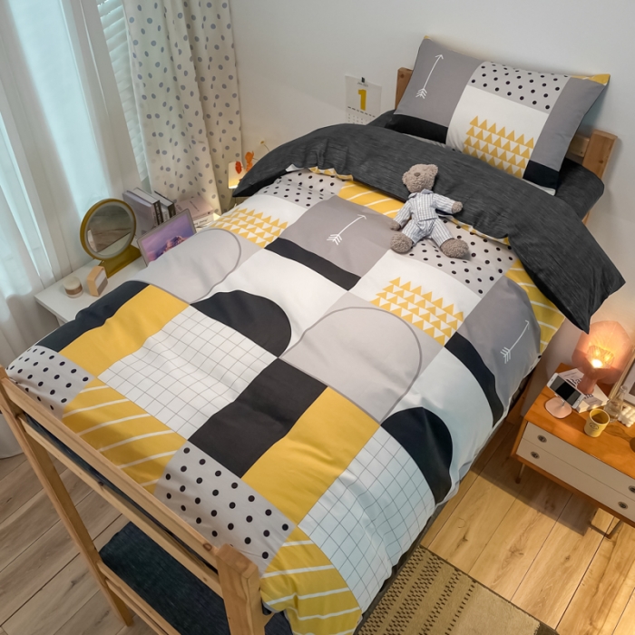 91家纺网 家纺一手货源 找家纺 金爱家2021新款纯棉时尚简约北欧学生床三件套 潮派