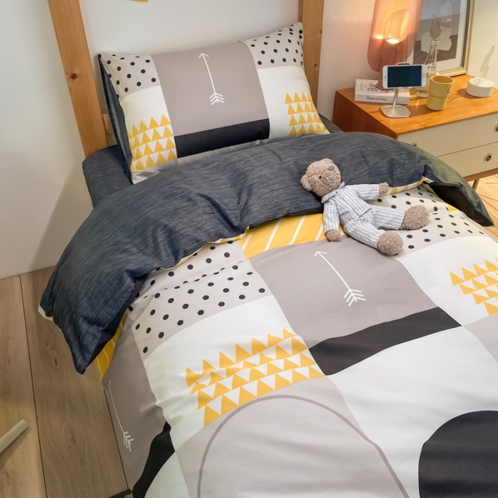 91家纺网 家纺一手货源 找家纺 金爱家2021新款纯棉时尚简约北欧学生床三件套 潮派