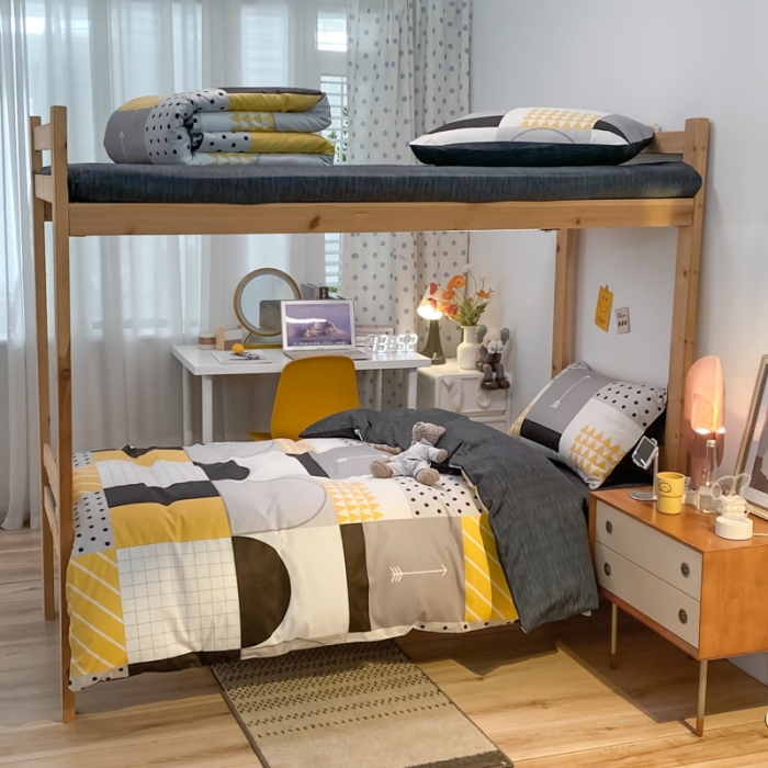 91家纺网 家纺一手货源 找家纺 金爱家2021新款纯棉时尚简约北欧学生床三件套 潮派