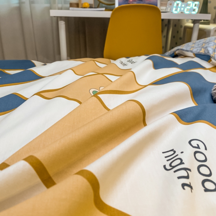 91家纺网 家纺一手货源 找家纺 金爱家2021新款纯棉时尚简约北欧学生床三件套 梵克