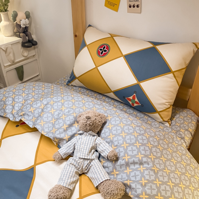 91家纺网 家纺一手货源 找家纺 金爱家2021新款纯棉时尚简约北欧学生床三件套 梵克