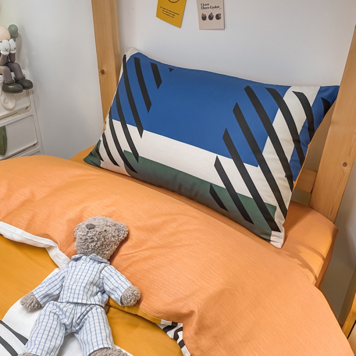 91家纺网 家纺一手货源 找家纺 金爱家2021新款纯棉时尚简约北欧学生床三件套 梵雅-蓝