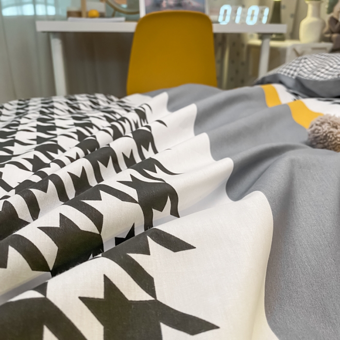 91家纺网 家纺一手货源 找家纺 金爱家2021新款纯棉时尚简约北欧学生床三件套 加州