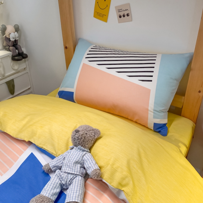 91家纺网 家纺一手货源 找家纺 金爱家2021新款纯棉时尚简约北欧学生床三件套 凯诺-红