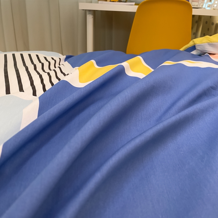 91家纺网 家纺一手货源 找家纺 金爱家2021新款纯棉时尚简约北欧学生床三件套 凯诺-红