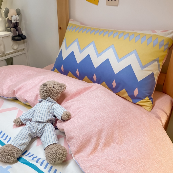 91家纺网 家纺一手货源 找家纺 金爱家2021新款纯棉时尚简约北欧学生床三件套 琉璃