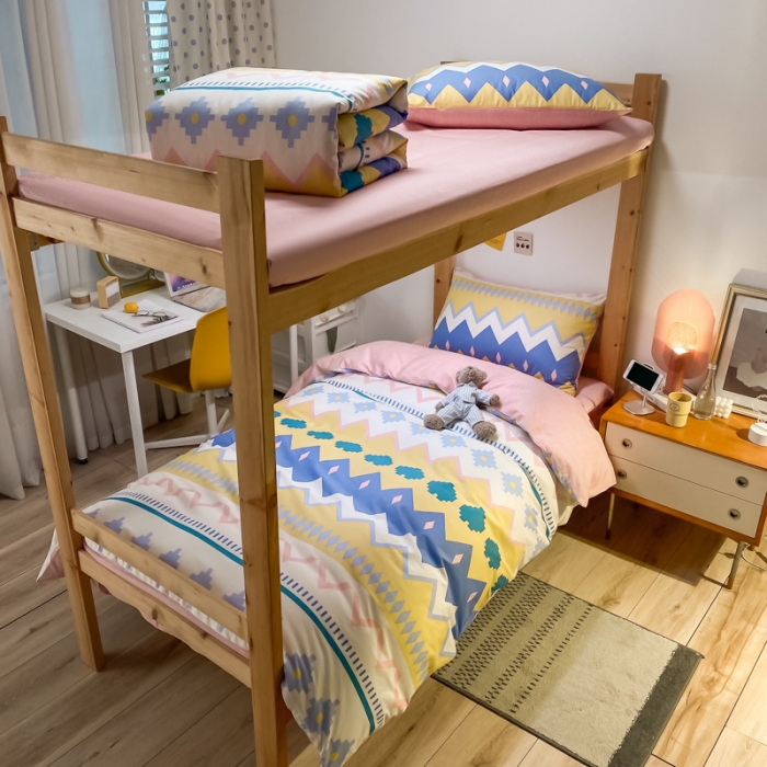 91家纺网 家纺一手货源 找家纺 金爱家2021新款纯棉时尚简约北欧学生床三件套 琉璃