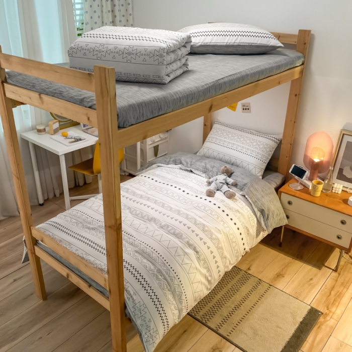 91家纺网 家纺一手货源 找家纺 金爱家2021新款纯棉时尚简约北欧学生床三件套 洛林