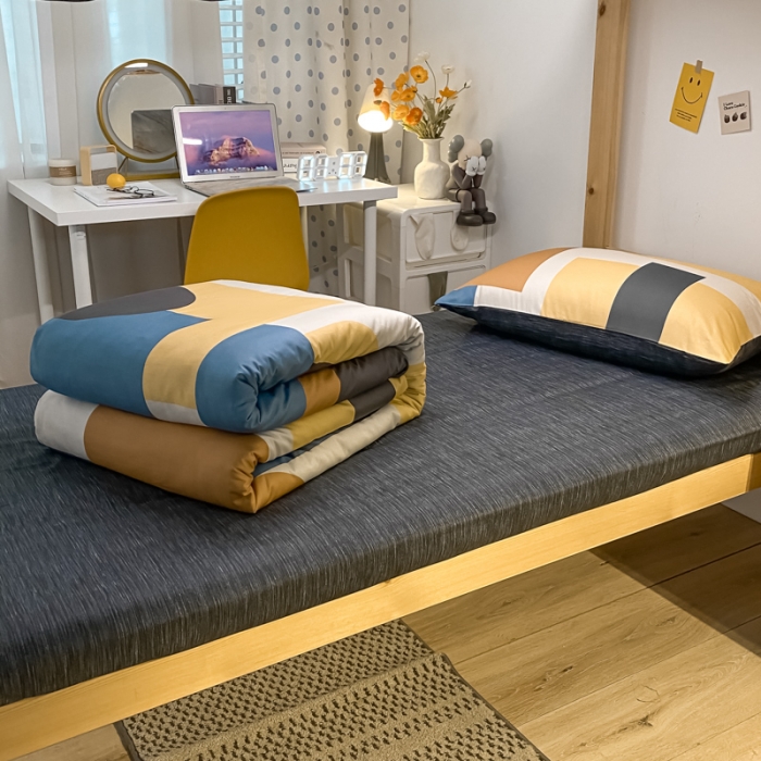 91家纺网 家纺一手货源 找家纺 金爱家2021新款纯棉时尚简约北欧学生床三件套 挪威