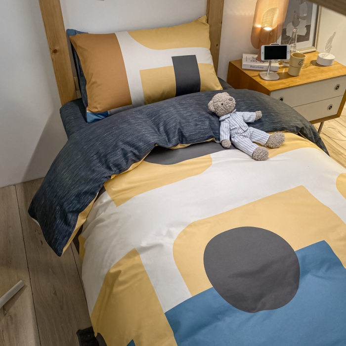 91家纺网 家纺一手货源 找家纺 金爱家2021新款纯棉时尚简约北欧学生床三件套 挪威