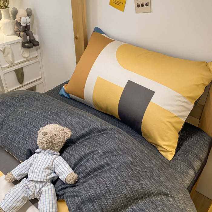 91家纺网 家纺一手货源 找家纺 金爱家2021新款纯棉时尚简约北欧学生床三件套 挪威