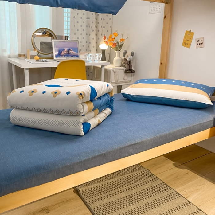 91家纺网 家纺一手货源 找家纺 金爱家2021新款纯棉时尚简约北欧学生床三件套 西雅图