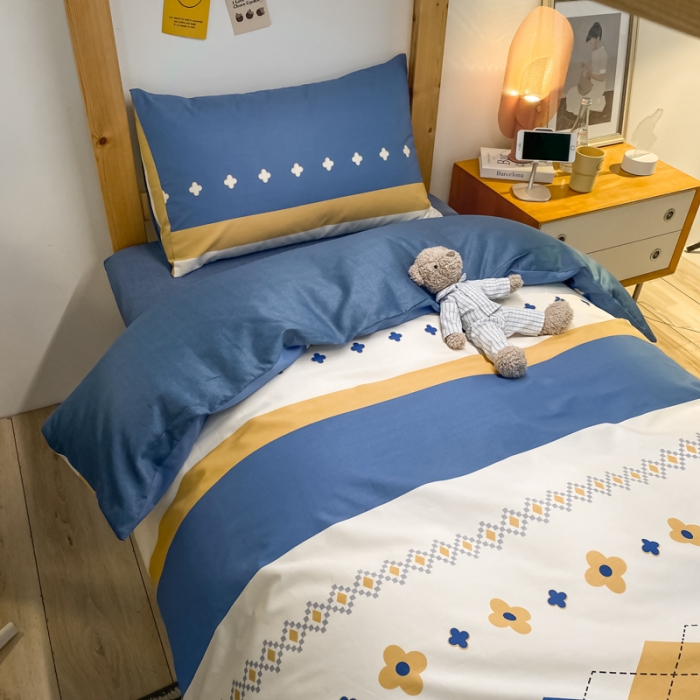 91家纺网 家纺一手货源 找家纺 金爱家2021新款纯棉时尚简约北欧学生床三件套 西雅图