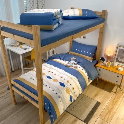 金爱家2021新款纯棉时尚简约北欧学生床三件套 西雅图