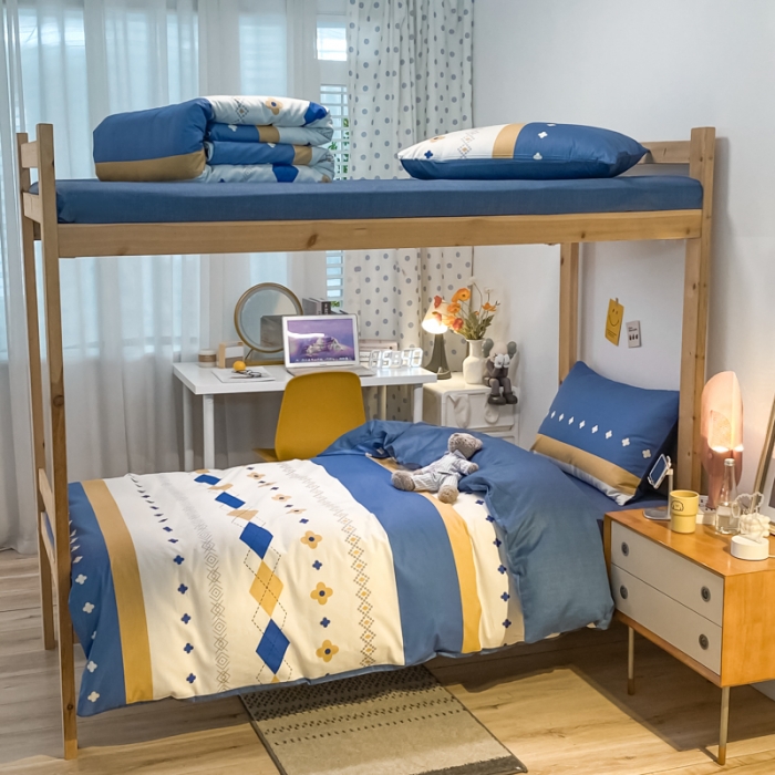 91家纺网 家纺一手货源 找家纺 金爱家2021新款纯棉时尚简约北欧学生床三件套 西雅图