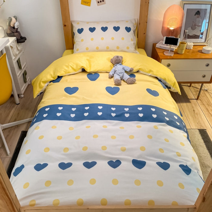 91家纺网 家纺一手货源 找家纺 金爱家2021新款纯棉时尚简约北欧学生床三件套 心晴