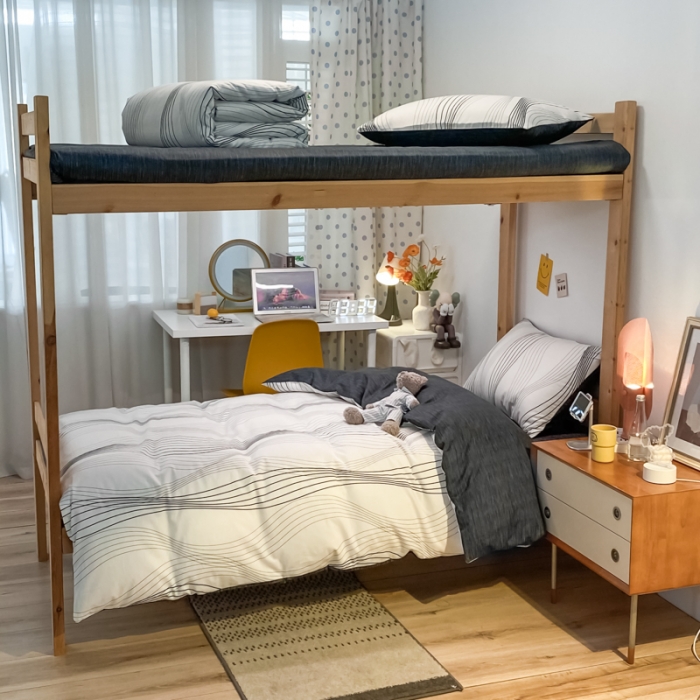 91家纺网 家纺一手货源 找家纺 金爱家2021新款纯棉时尚简约北欧学生床三件套 旋律