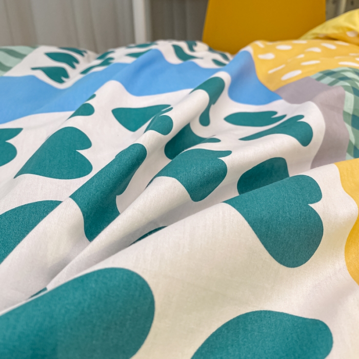 91家纺网 家纺一手货源 找家纺 金爱家2021新款纯棉时尚简约北欧学生床三件套 语歌-绿