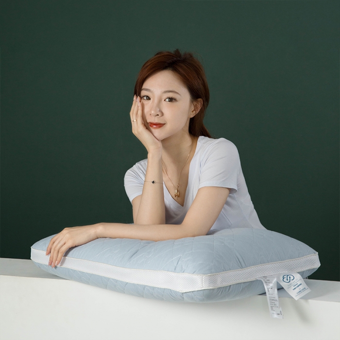 91家纺网 家纺一手货源 找家纺 多点家居 2021新款双层纱云棉呼吸枕40*60/只 蓝