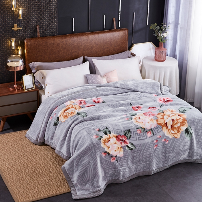 91家纺网 家纺一手货源 找家纺 凯轩毛毛毯毯子 2024新款加大云毛毯毯子 花都-灰